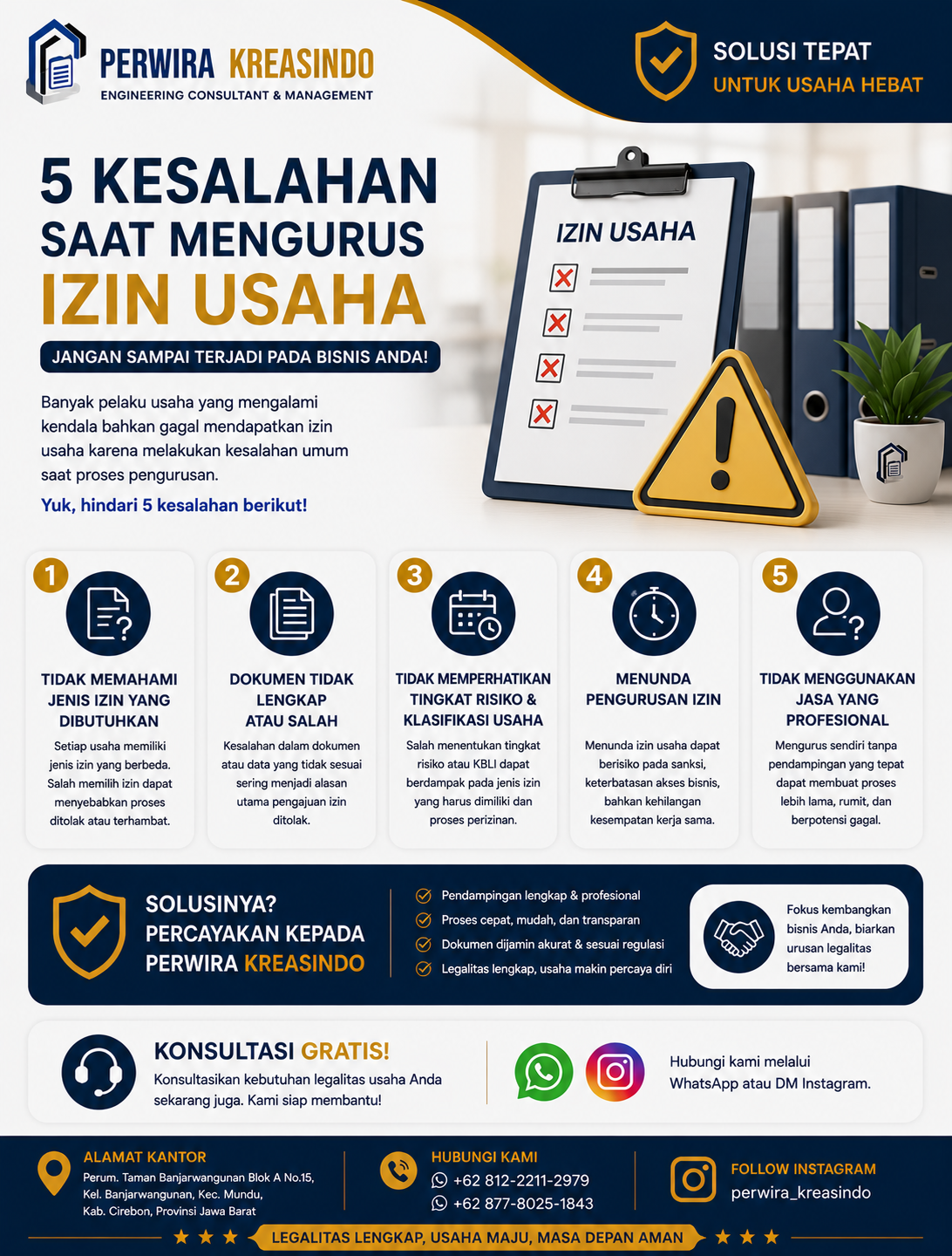 Ilustrasi 5 kesalahan saat mengurus izin usaha, mulai dari memilih KBLI hingga pengurusan OSS-RBA agar legalitas bisnis berjalan lancar.