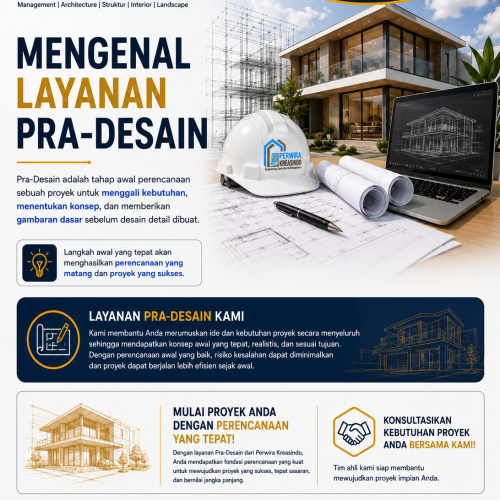 Layanan pra-desain Perwira Kreasindo untuk perencanaan awal dan konsultansi proyek konstruksi