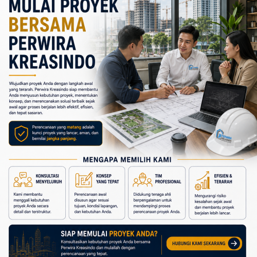 Perencanaan proyek dan layanan pra-desain Perwira Kreasindo untuk mendukung proyek konstruksi sejak tahap awal